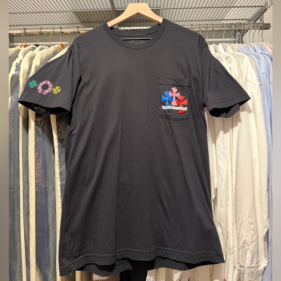 Chrome Hearts Multicolor Cemetery Cross Pocket Tee Black